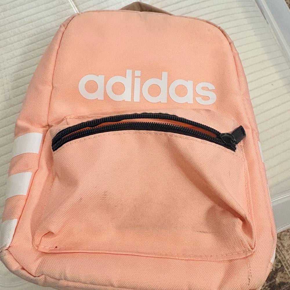 adidas Peach Pink Mini backpack lunch box with White Logo